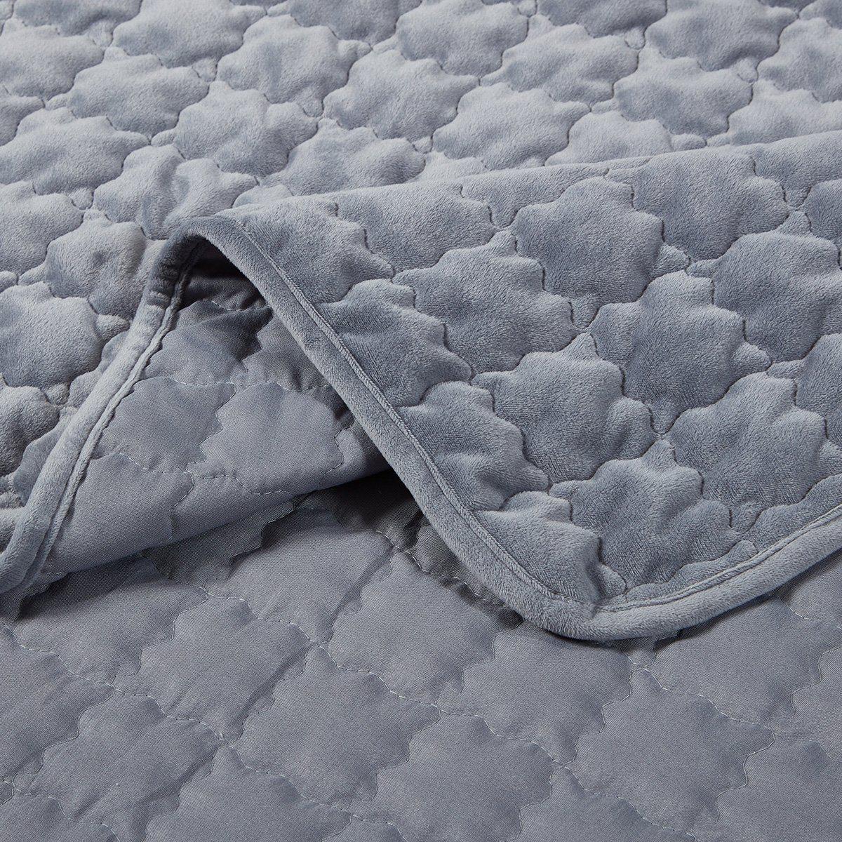 UNBIND QUILT SWITCH SWEAT グレー　M Velvet Bedspread Quilt Set Plush Checkered