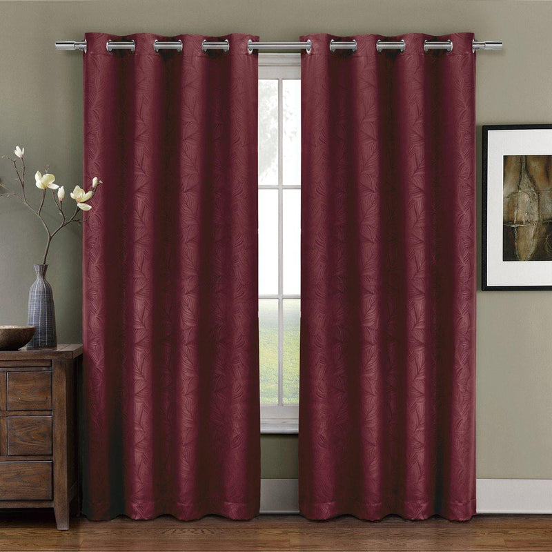 Prairie Contemporary Leafy Design Blackout Grommet Curtain Panel (Single)-Wholesale Beddings