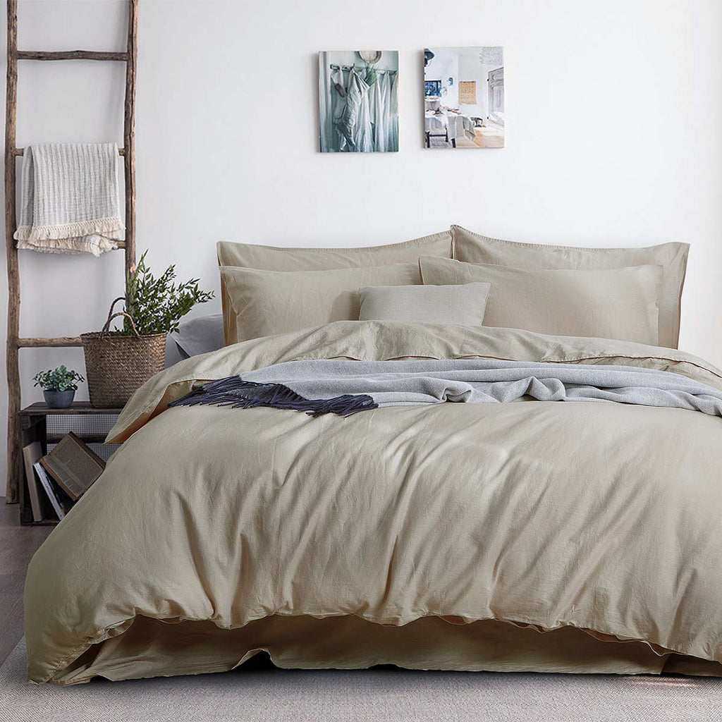 Pre-washed Belgian Flax Linen Cotton Duvet Cover Set