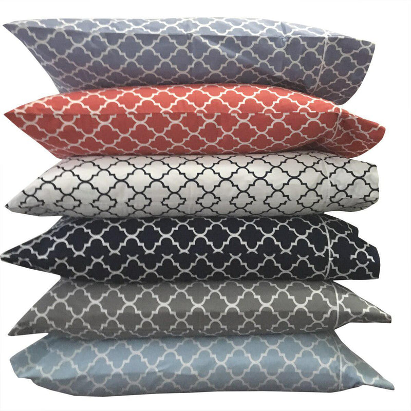 Printed Meridian 100% Cotton Percale Pillowcase Set (Pair)-Wholesale Beddings