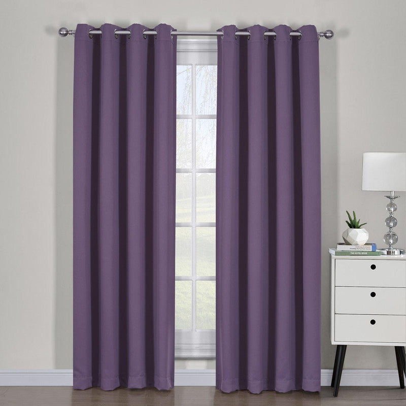 Purple Ava Blackout Weave Curtain Panels With Tie Backs Pair (Set Of 2)-Wholesale Beddings