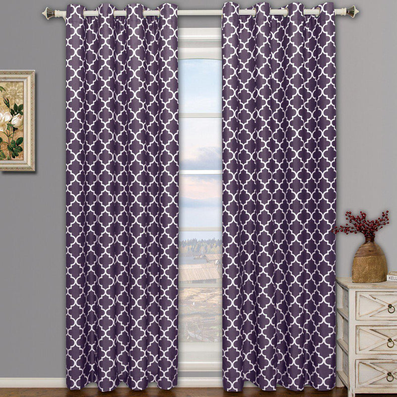 Purple Meridian Room-Darkening Thermal Insulated Curtain Pair (Set of 2 Panels)-Wholesale Beddings