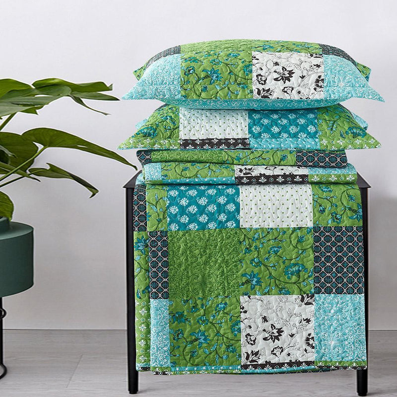 Rebekah Spring Garden Style Oversized Quilt Set Wrinkle-Free Coverlet Set-Wholesale Beddings