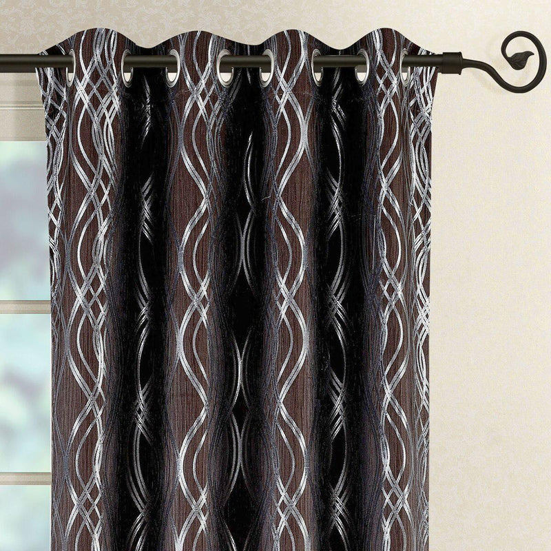 Regalia Abstract Jacquard Textured Grommet Top Curtain Panels (Set of 2)-Wholesale Beddings