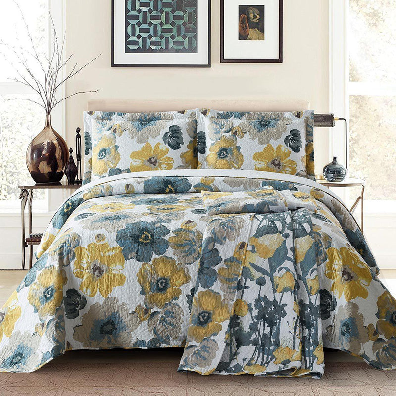 Reversible Oversize Quilt / Bedspread Set - Leahanna-Wholesale Beddings