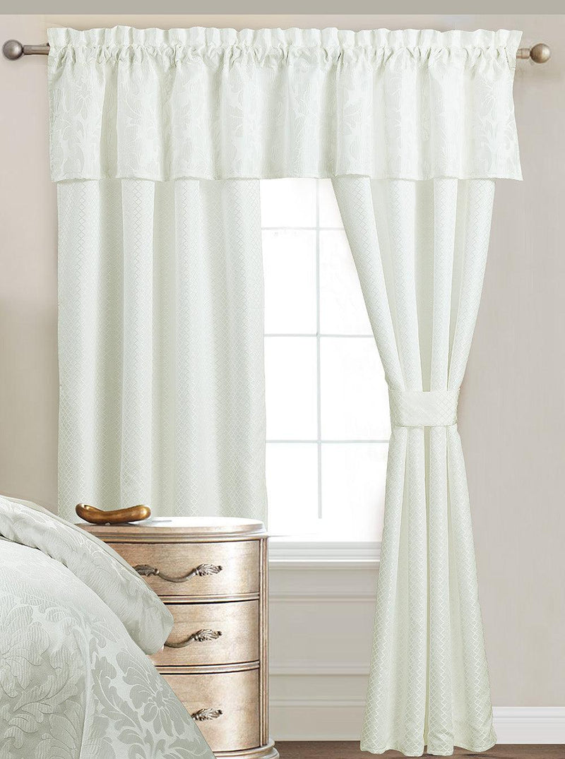 Sara 5 Piece Lined Jacquard Curtain Panel Set 84”Wx84”L-Wholesale Beddings