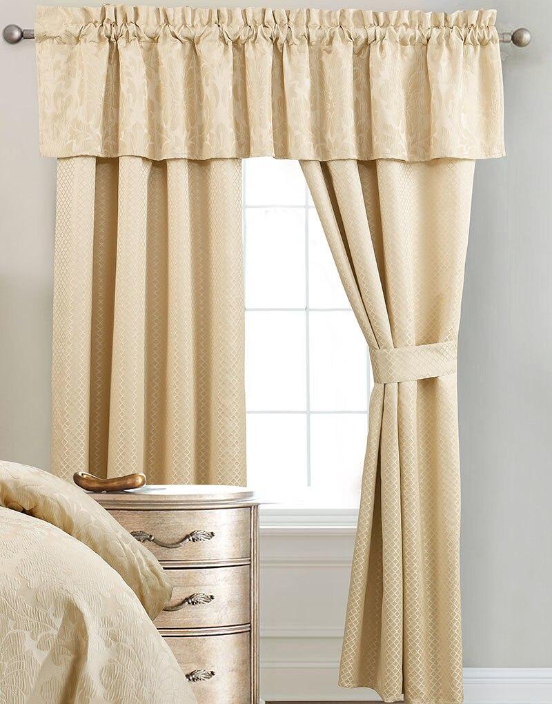 Sara 5 Piece Lined Jacquard Curtain Panel Set 84”Wx84”L-Wholesale Beddings