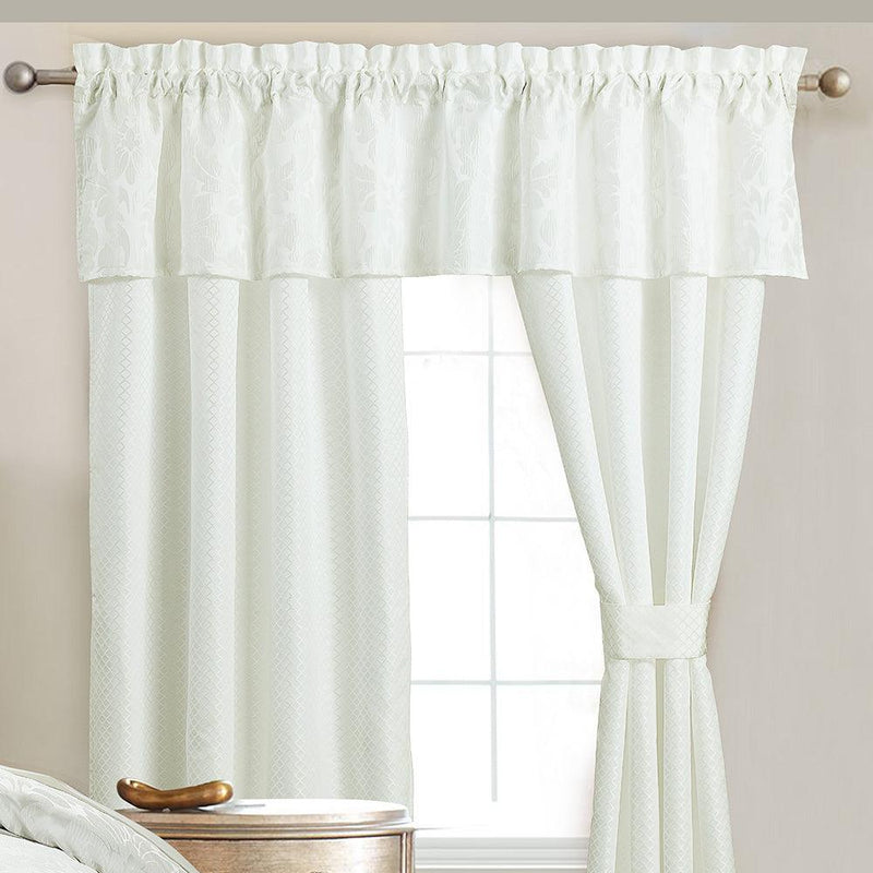 Sara 5 Piece Lined Jacquard Curtain Panel Set 84”Wx84”L-Wholesale Beddings