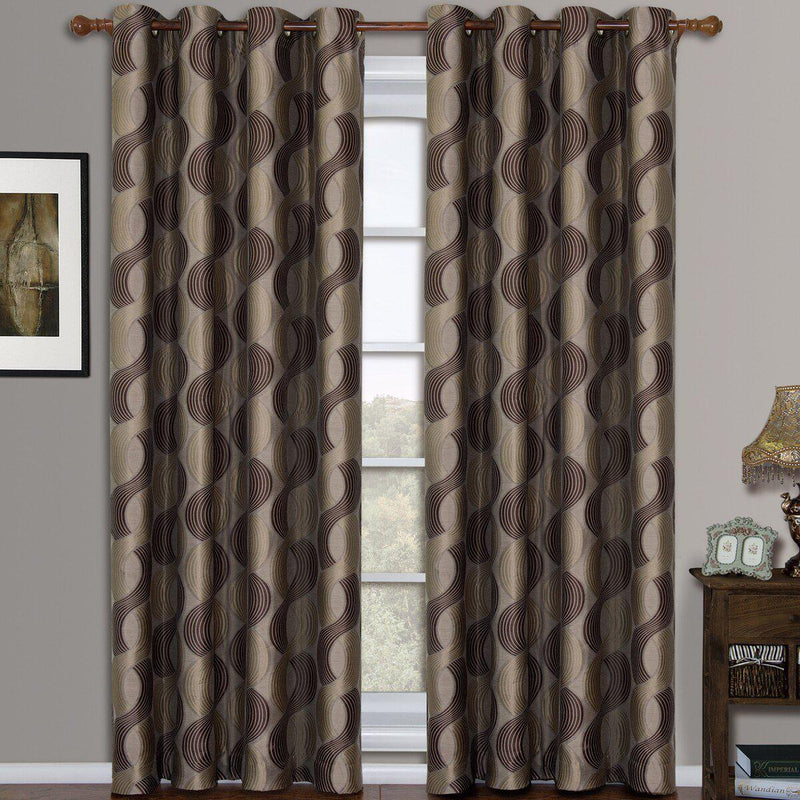 Savanna Inspired Jacquard Curtains Grommet Panels (Set of 2)-Wholesale Beddings