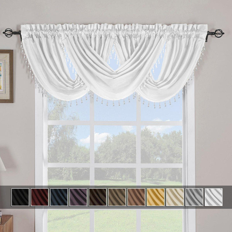 Soho Waterfall Decorative Trim Window Valance 57”wx 37”L (Single)-Wholesale Beddings