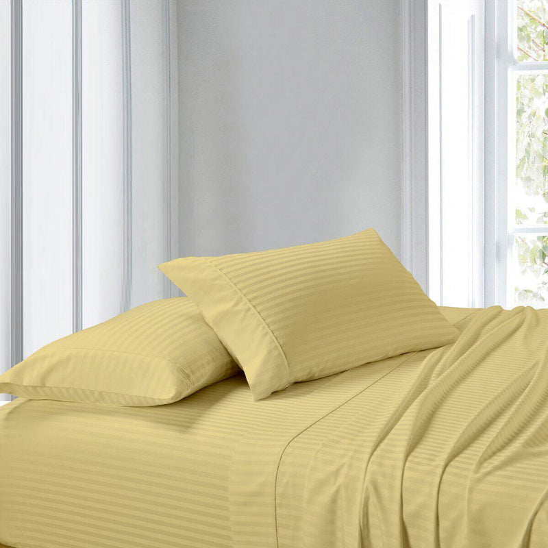 Split Adjustable Dual King Sheets 100% Cotton 300 Thread count - Striped-Wholesale Beddings