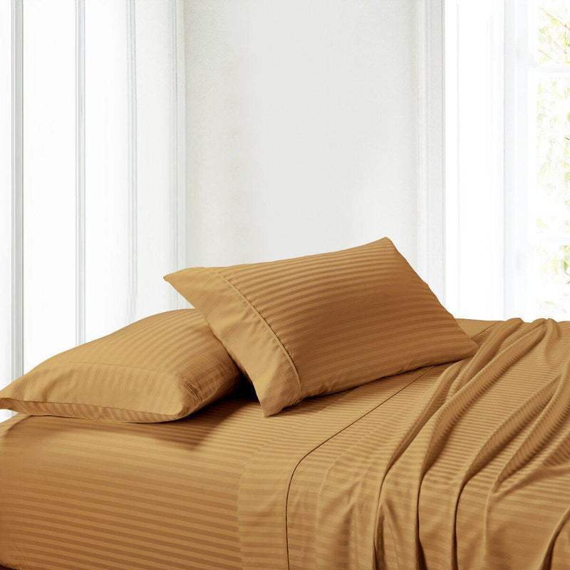 Split Adjustable Dual King Sheets 100% Cotton 300 Thread count - Striped-Wholesale Beddings