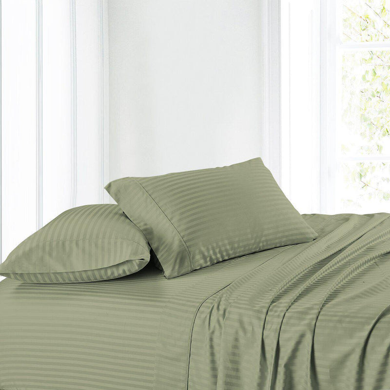 Split Adjustable Dual King Sheets 100% Cotton 300 Thread count - Striped-Wholesale Beddings