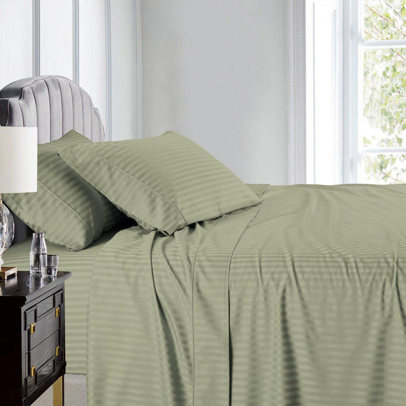 Split King Sheet Set Luxury 608 Thread Count Damask Stripe 100% Cotton-Wholesale Beddings
