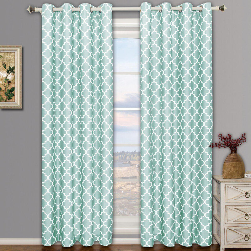 Teal Meridian Room-Darkening Thermal Insulated Curtain Pair (Set of 2 Panels)-Wholesale Beddings