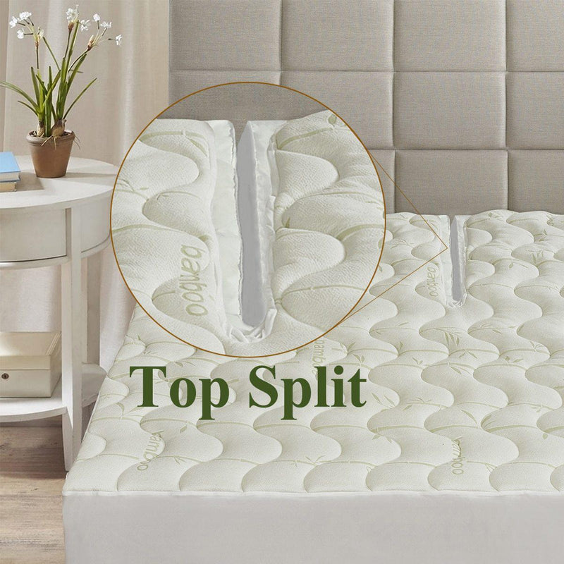 Top Split Cal-King ( Flex Calking ) Waterproof Bamboo Jacquard Mattress Pad-Wholesale Beddings