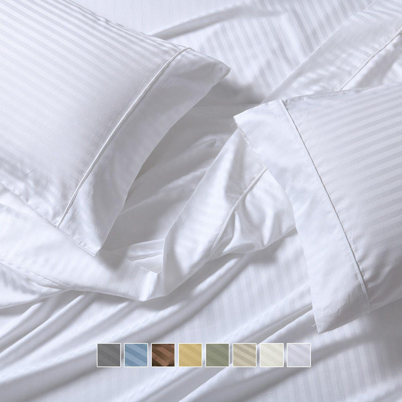 Top Split "Head Split" California King Sheet Set 650 Thread Count Damask Stripe-Wholesale Beddings
