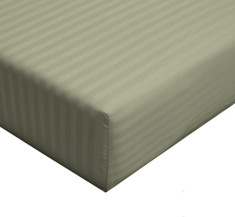 Twin Size 100% Cotton Fitted Sheet 300 Thread Count Damask Striped ( Fitted Sheet Only)-Wholesale Beddings