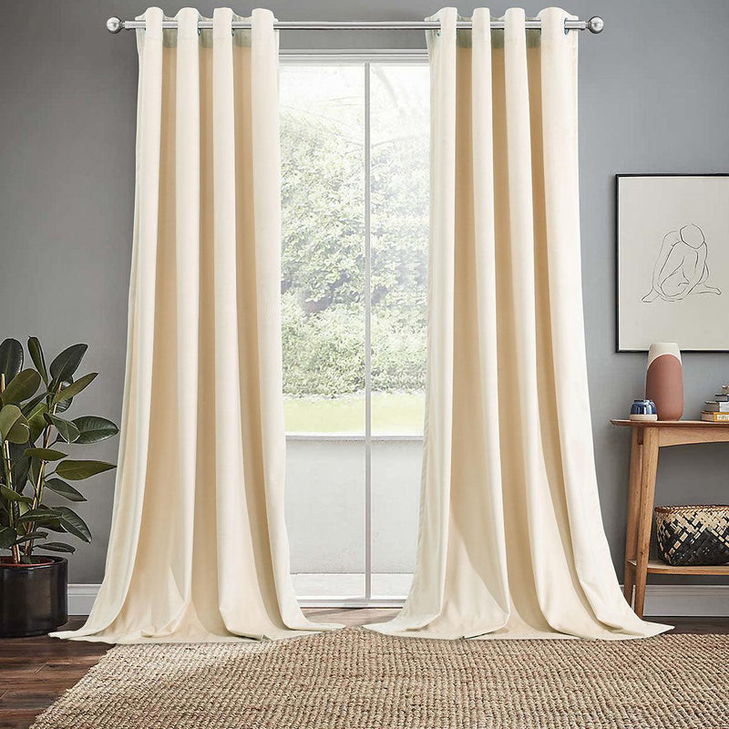 Velvet Heavyweight Grommet Curtain Panels (Set of 2)-Wholesale Beddings