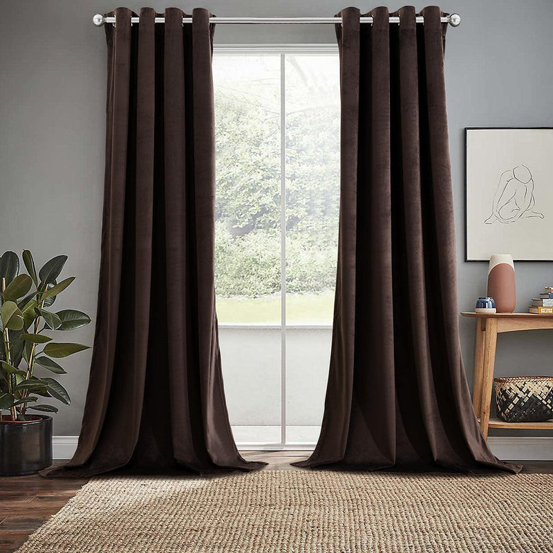 Velvet Heavyweight Grommet Curtain Panels (Set of 2)-Wholesale Beddings