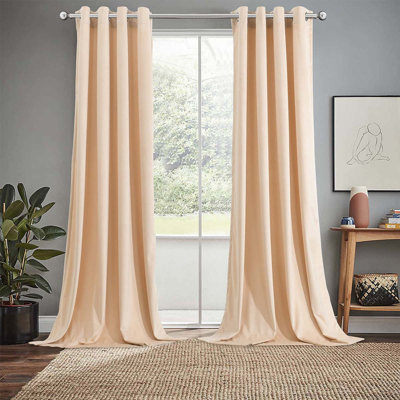 Velvet Heavyweight Grommet Curtain Panels (Set of 2)-Wholesale Beddings