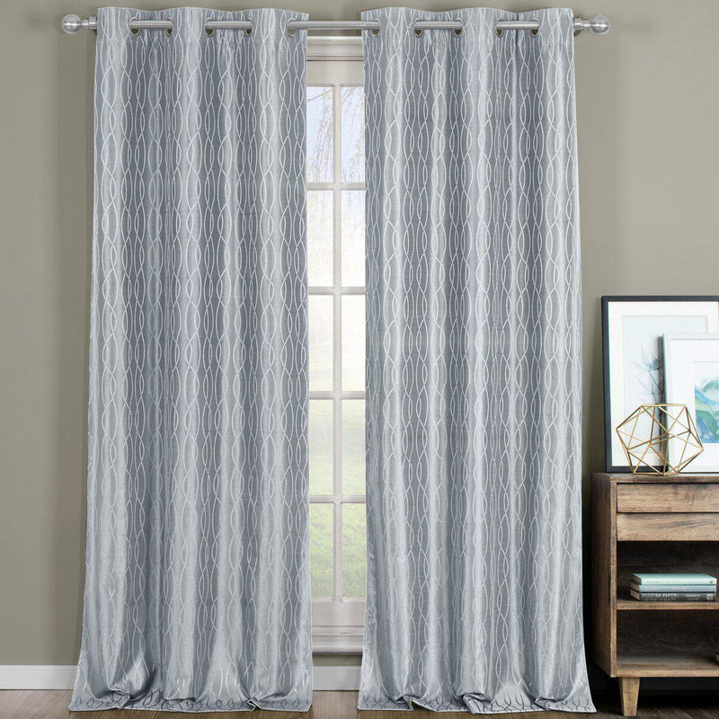 Voyage Jacquard Thermal Blackout Grommets Curtain Panels (Set of 2) in 63, 84, 96 OR 108 inch long-Wholesale Beddings