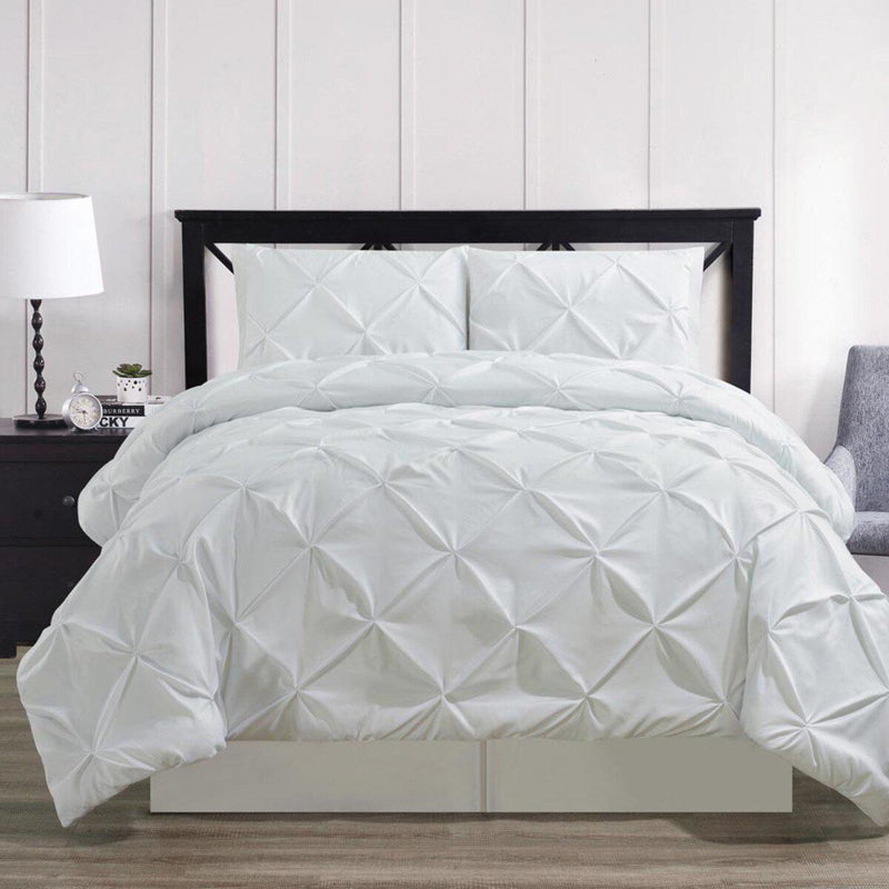 White Oxford Comforter Set Double Needle Luxury Soft Pinch Pleated-Wholesale Beddings